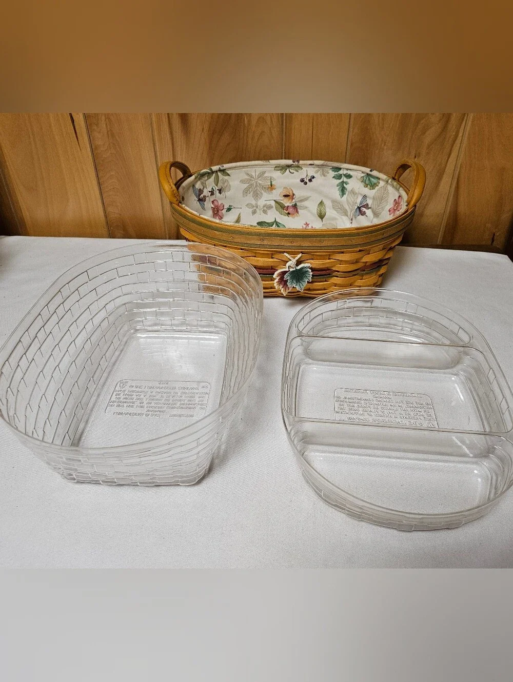 Longaberger Autumn Reflections Blessings Basket  5 PC: Protector Charm 2 Inserts